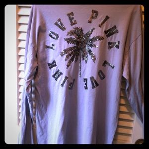 PINK long sleeve T-shirt, grey with sequence